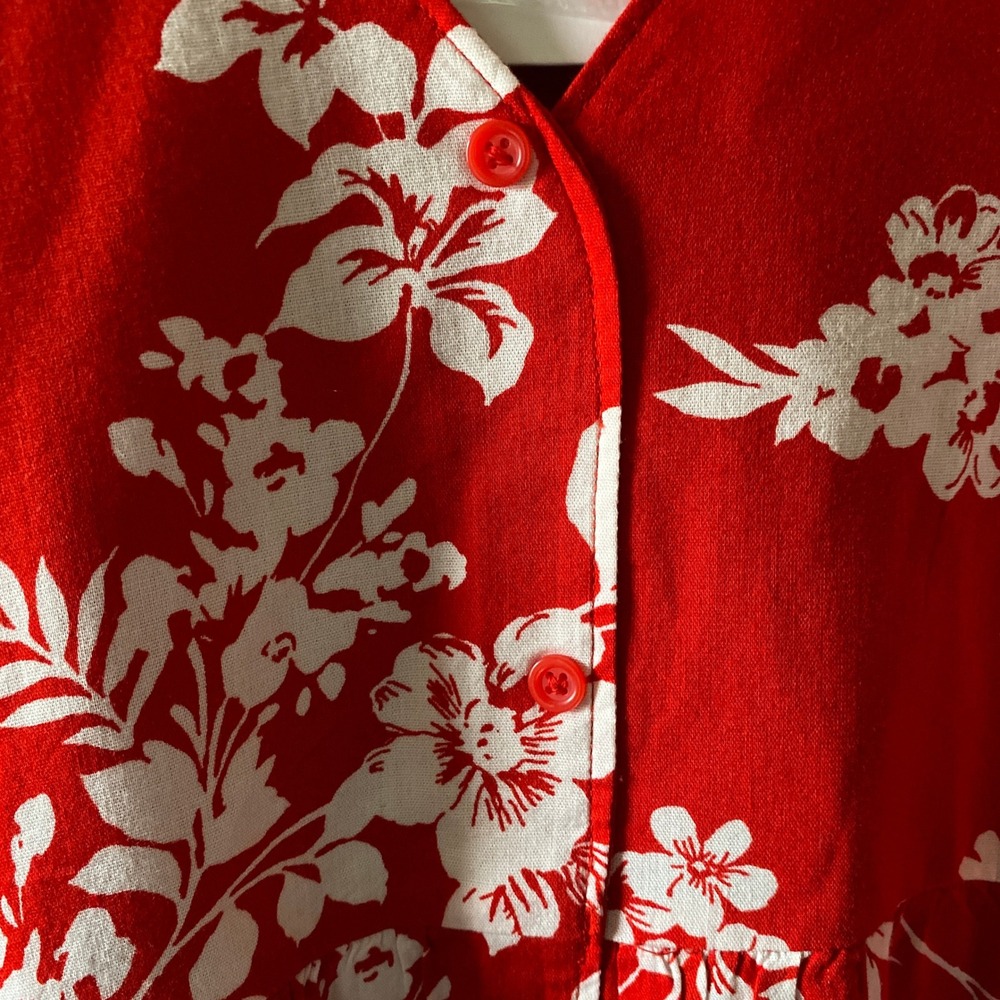LC Lauren Conrad Women's Sleeveless Button-Down Dress Sz XL Red White Floral NWT - Picture 3 of 7